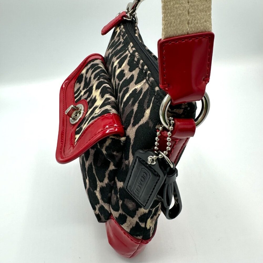 ⭐️⭐️SOLD⭐️⭐️ Y2K Coach Park Ocelot Leopard Print Crossbody - Black/Red Patent - Picture 8 of 15